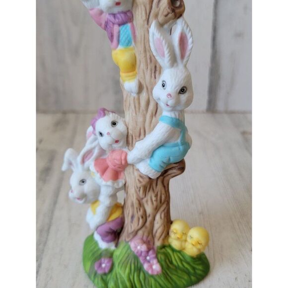 E.U. Easter Bunny carrot tree Ceramic figure chick family spring - Picture 3 of 12